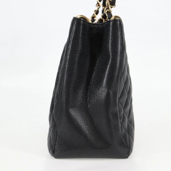CHANEL Matelasse COCO Mark Chain Bag Grained Calf Skin Black Gold CC Auth PP623M - Picture 4 of 16